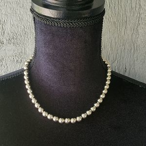 Vintage Monet Silver Tone Bead Metal Necklace